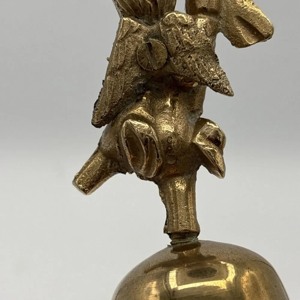 Vintage Brass Cherub Angel Bell Solid Brass Made in India Decorative